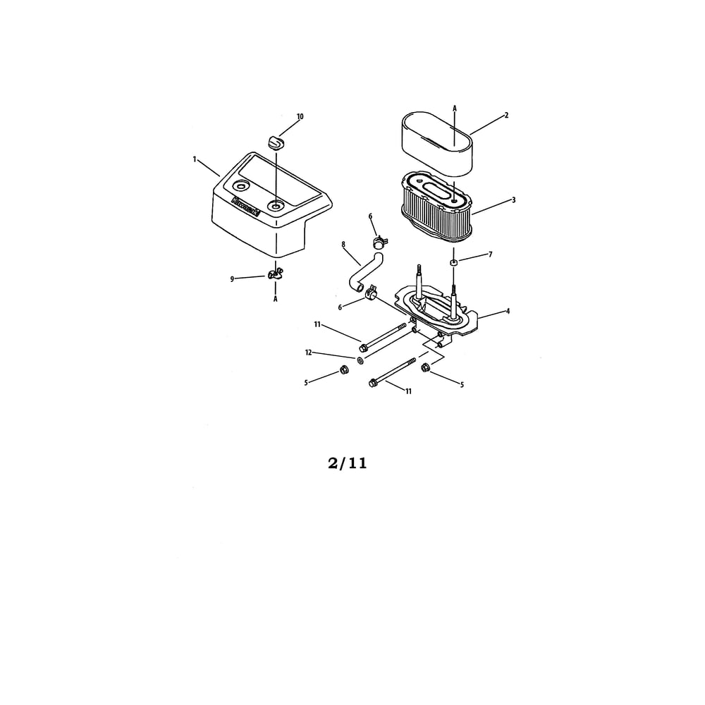 Oem Engine - Air Filter Diagram and Parts List for 893999  Cub Cadet Lawn Tractor